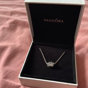 NWOT Pandora Paw Charm Pave Sterling Silver with silver chain
